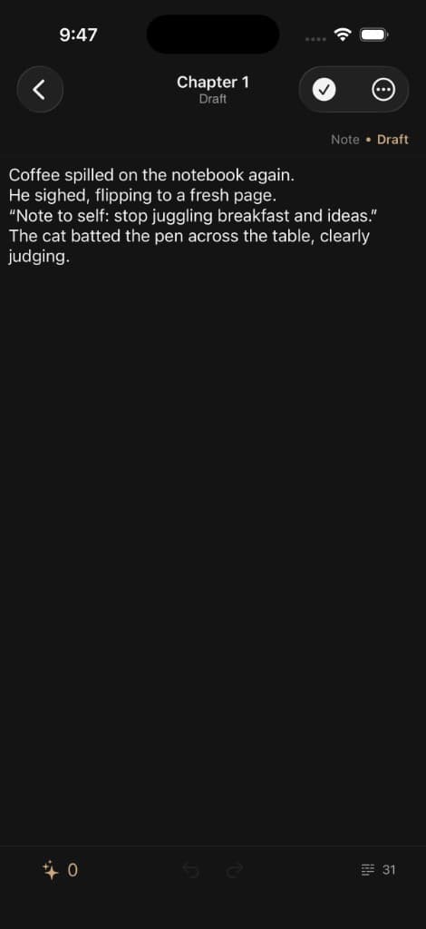 Talelay draft editor – dark